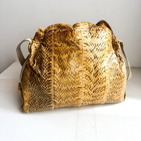 Vintage Clemente Snakeskin Leather Cinched Detail Crossbody - Picture 7 of 13